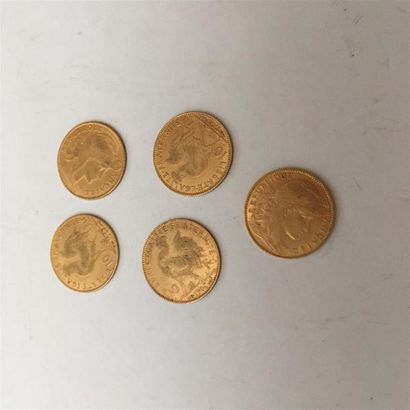 null 5 pièces de 10 francs or III Rep (coq)
