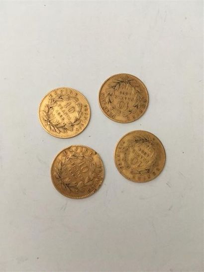 null Quatre pièces de 10 francs Napoléon lauré