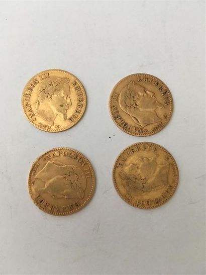 null Quatre pièces de 10 francs Napoléon lauré