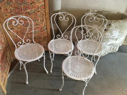 null Quatre chaises de jardin en métal peint