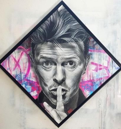 null Fabrice PRENAT (1982)
Bowie
Acrylique, pastel, bombe et posca
100x100 cm