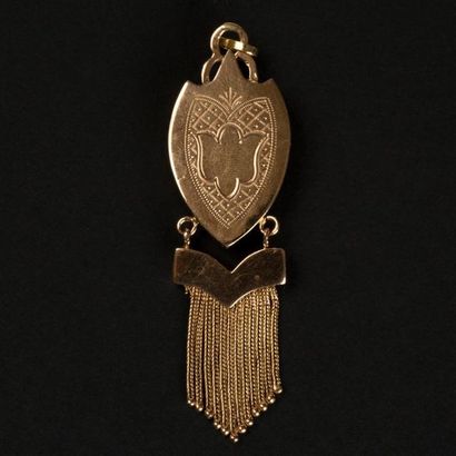 null Pendentif en or jaune (750) 18K à franges et demi perles. Napoléon III. Petits...