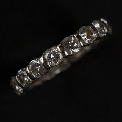 null Alliance américaine en or blanc (750) 18K entiérement sertie barette de diamants...