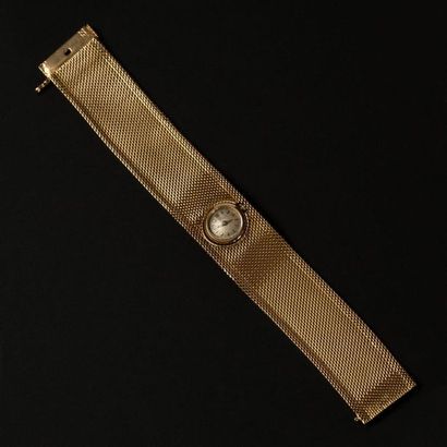 null ETERNAMATIC golden bear". Bracelet ruban maille polonaise en or jaune (750)...