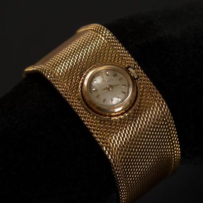 null ETERNAMATIC golden bear". Bracelet ruban maille polonaise en or jaune (750)...
