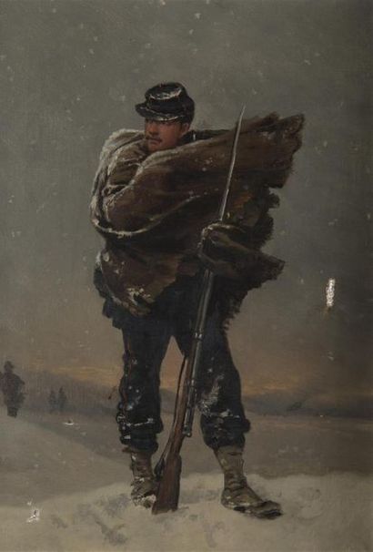 null Théodore LEVIGNE (1848-1912)
Soldat de la première légion 
Huile sur toile
Signé...
