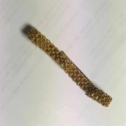 null Bracelet souple en or jaune (750) 18K maillons anneaux filetés avec joints perlés....