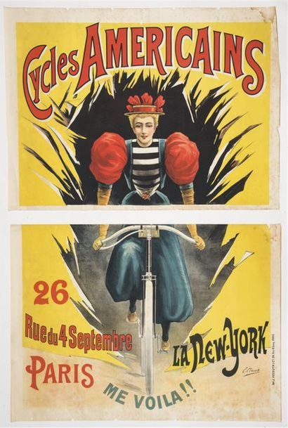 null Anonyme.- Cycles. La NEW YORK. Imp. V.Palyart & Cie Paris 130 x 100 cm. Manques...