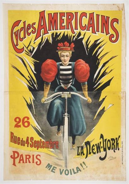 null Anonyme.- Cycles. La NEW YORK. Imp. V.Palyart & Cie Paris 130 x 100 cm. Manques...