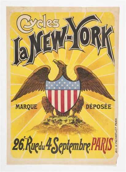null Anonyme.- Cycles. La NEW YORK. Imp. V.Palyart & Cie Paris 130 x 100 cm. 
Manques...