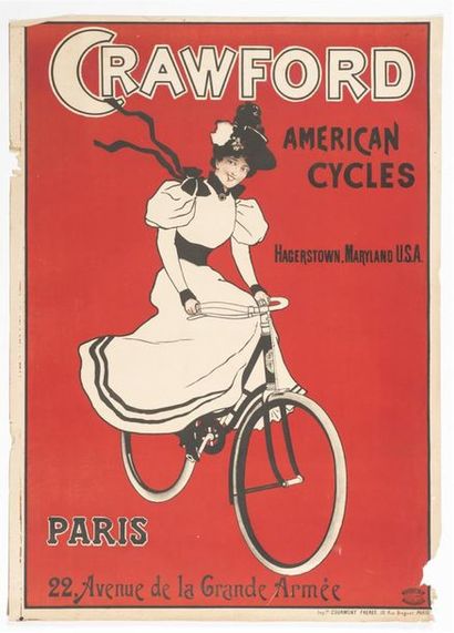 null Anonyme - CRAWFORD. American Cycles. Imp. Courmont Frères, Paris 140 x 100 cm....