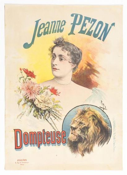 null Anonyme - Jeanne PEZON. Dompteuse. Affiches Faria. Imp. Bourgerie. 100 x 75...