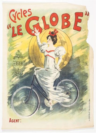 null CLOUET Emile - Cycles LE GLOBE. Imp. Kossuth, Paris. 130 x 94 cm. Manque dans...
