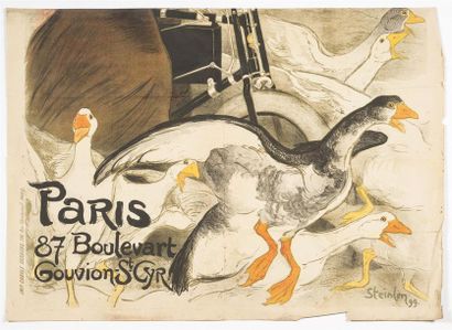 null STEINLEN Les oies (partie inférieure de l'affiche) Imp. Charle VERNEAU à Paris,...