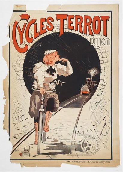 null PLOUZEAU Cycles TERROT Dijon- Imp. Vercasson & Cie, Paris. 160 x 15 cm. Sur...