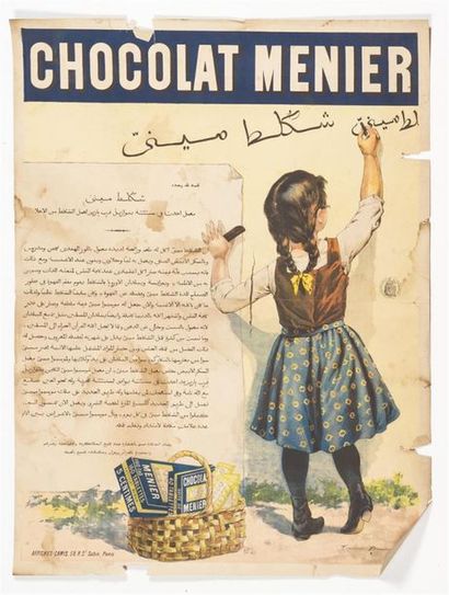 null BUISSET Firmin - Chocolat MENIER. Texte en langue arabe. Affiches Camis, Paris....