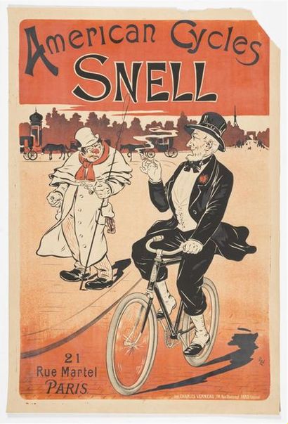 null Eugène OGÉ - AMERICAN CYCLES. SNELL. Imp.Charles VERNEAU, Paris 120 x 80 cm....