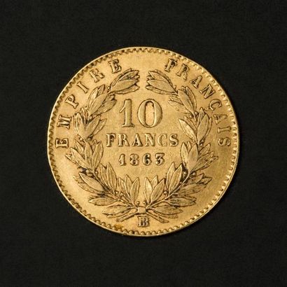 null Pièce OR 10 Francs NAPOLEON III EMPEREUR 1863 LAURE EXEMPTE
