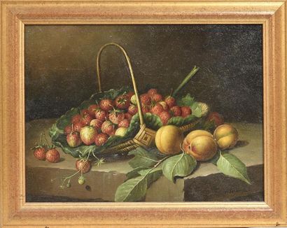 null D. LEBON 
Nature morte aux fruits aux fraises
Huile sur toile
Signé en bas à...