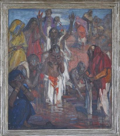 null Charles FOUQUERAY (1869 - 1956)
Pélerinage au Gange
huile sur toile, signée...