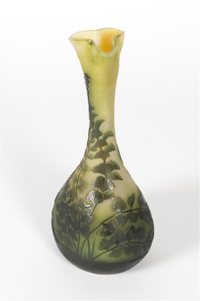 null Emile GALLE (1846-1904)
Vase de forme pansue légèrement aplati à long col évasé...