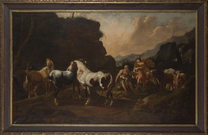 null Ecole italienne 18ème siècle
Mercure et Argus
Huile sur toile
95 x 156 cm
