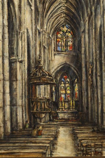 null Lucien ANCEL (1914-1985)
Intérieur de l'église de Villefranche 
Huile sur toile,...