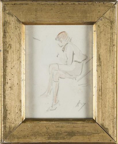 null Auguste VUILLEMOT (1883 -1970) 
Jeune fille 
dessin et aquarelle sur papier
monogrammée
Joint...