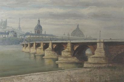 null Paul DANGMANN (1899-1974)
Vue de Lyon pont de la Guillottière avec l'Hotel Dieu
Huile...