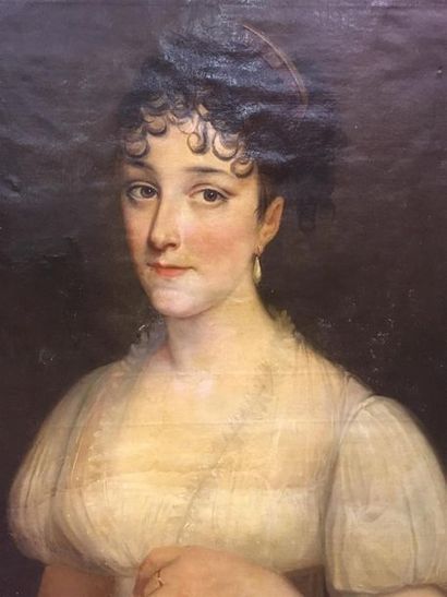 null Ecole française du 19ème 
portrait de femme époque Directoire
huile sur toile...