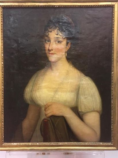 null Ecole française du 19ème 
portrait de femme époque Directoire
huile sur toile...