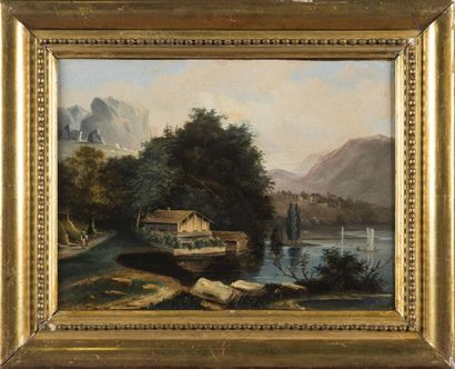 null Ecole suisse du 19ème siècle
Paire de paysages de lac de montagne
Huiles sur...