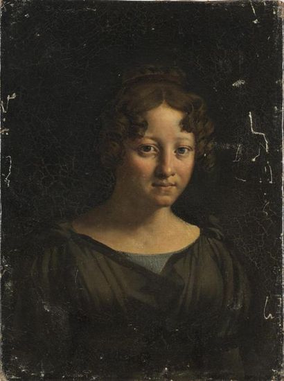 null Ecole française du 19ème siècle
Portrait de jeune fille 
Huile sur toile
31...