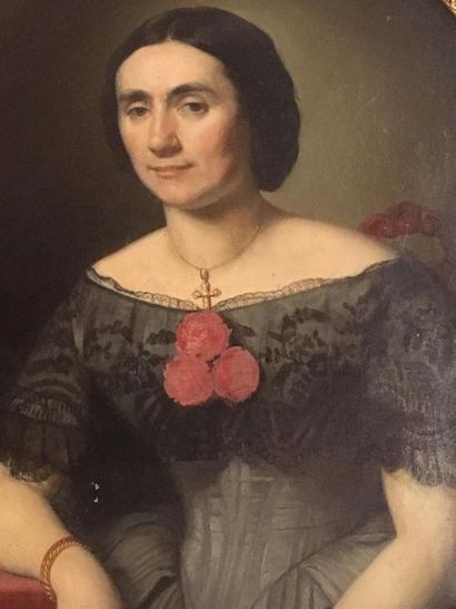 null Ecole française du 19ème siècle
portrait de femme
Huile sur toile à vue ovale...