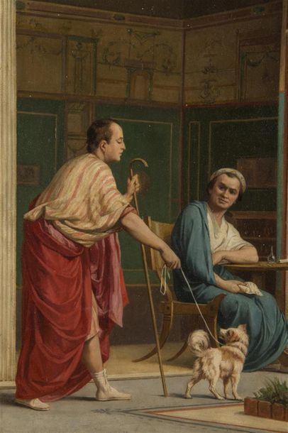 null Gustave BOULANGER (1824 - 1888)
Scène romaine
Huile sur panneau, signée en bas...