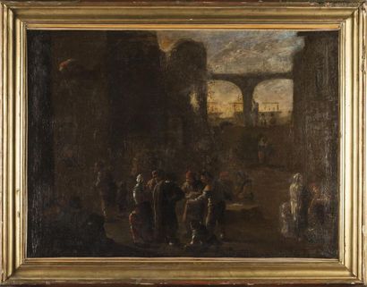 null Ecole italienne 18ème siècle
Scène de port
Huile sur toile
96 x 72 cm