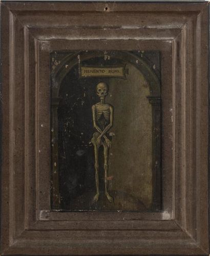 null Ecole Flamande du 15ème siècle
L'Annonciation et memento mori, avec un squelette...