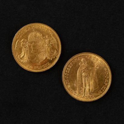 null 2 pièces OR de 20 couronnes Magyar Hongrie 1900- 1903 Poids 13,60 g