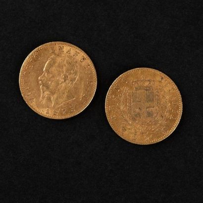 null 2 pièces OR de 20 lires Victor Emmanuel II Italie 1863 - 1873 (12,8)