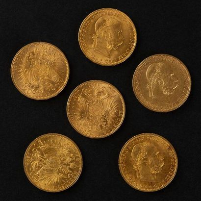 null 6 pièces OR Autriche bohème de 20F en or. (4 x 1893 - 2 x1894)