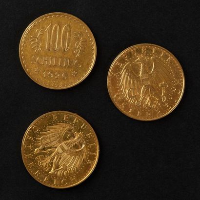 null 3 pièces or 100 Shilling (2 de 1927 et 1 de 1926) (23,40g)
