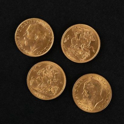 null 4 pièces Angleterre en or jaune Edouard VII 1904, 1909, 1930, 1928