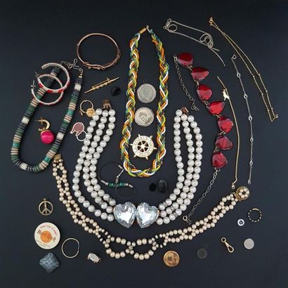 null Lot de bijoux fantaisies : colliers, pendentifs et divers. (petits accident...
