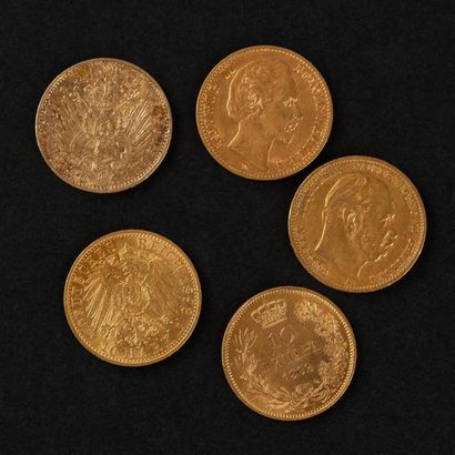 null 2 pièces OR Allemagne de 10 marks Wilhelm II 1893 - 1907 (7,9)
