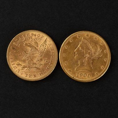 null 2 pièces OR USA 10$ de 1894 et 1900 (33,40g)