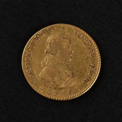null 1 pièce OR de Ferdinand VII Espagne 1814 Poids : 6,65 g