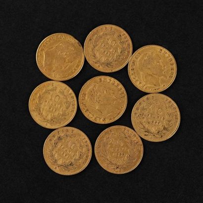 null 8 pièces OR de 10 F Napoléon III Empereur tête laurée 1863 - 1862 - 1866 - 1867...