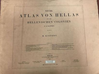 null Atlas Von HELLAS, des colonies grecques, Berlin 1872, format in folio à l'italienne,...