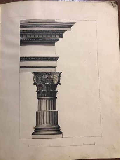 null Cahier de dessin linéaire réalisé par Clovis Cornu en 1897.
Cours d'architecture...