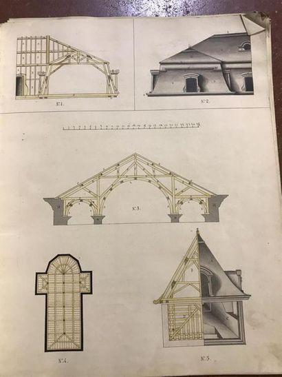 null Cahier de dessin linéaire réalisé par Clovis Cornu en 1897.
Cours d'architecture...